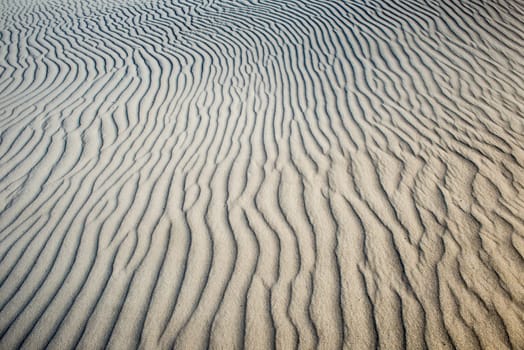Abstract image of textured beach sand showing the lines created by the wind.