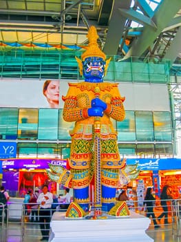 Bangkok, Thailand - January, 31, 2010: Suvarnabhumi Airport is the world's third largest single-building airport terminal in Bangkok, Thailand at January, 31, 2010. Designed by Helmut Jahn.