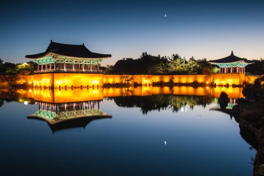 Quiet view of Anapji pond at dawn.