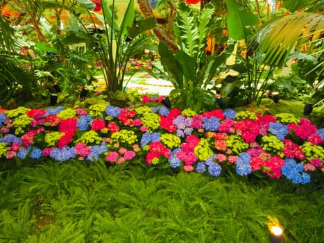 Las Vegas, United States of America - May 06, 2016: Flowers installationl at the Wynn Hotel and casino in Las Vegas. The installation made of 110,000 flowers and designed by Preston Bailey
