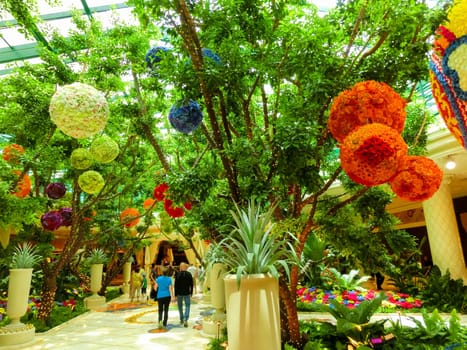 Las Vegas, United States of America - May 06, 2016: Flowers installation at the Wynn Hotel and casino in Las Vegas. The installation made of 110,000 flowers and designed by Preston Bailey