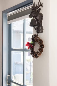 Deer head decorative in home interior, stock photo