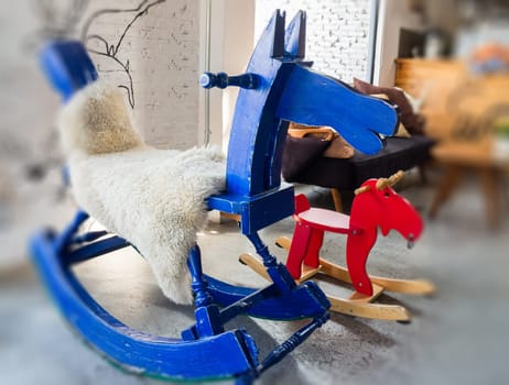 Children toy wooden rocking horse, stock photo