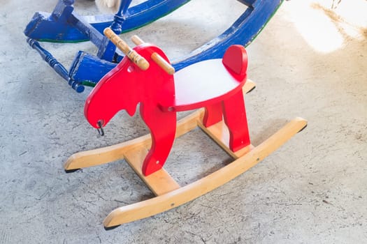 Children toy wooden rocking horse, stock photo