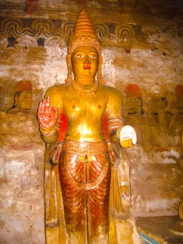Dambulla, Sri Lanka - April 30, 2009: The sculpture at Buddhists' cave temple in Dambulla at Sri Lanka