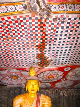 Dambulla, Sri Lanka - April 30, 2009: Buddha sculptures at Buddhists' cave temple in Dambulla at Sri Lanka