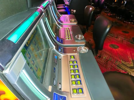 Las Vegas, United States of America - May 07, 2016: Slot machines in the Fremont Casino at Las Vegas, United States of America