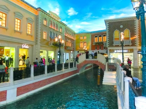 Las Vegas, United States of America - May 06, 2016: The Venetian Resort Hotel and Casino in Las Vegas. The resort opened on May 3, 1999 with flutter of white doves, sounding trumpets, singing gondoliers actress Sophia Loren