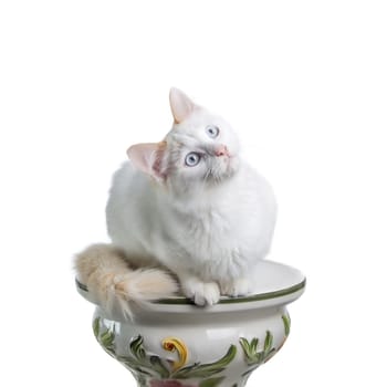 Beautiful white cat staring at the camera