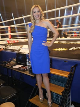 German TV presenter Andrea Kaiser at the WBA Super Middleweight World Championship fight Tyron Zeuge against Giovanni De Carolis on 05.11.2016 in the MBS-Arena Potsdam