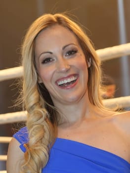 German TV presenter Andrea Kaiser at the WBA Super Middleweight World Championship fight Tyron Zeuge against Giovanni De Carolis on 05.11.2016 in the MBS-Arena Potsdam