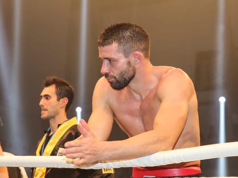 Former WBA boxing world champion in super middleweight Giovanni De Carolis at the WBA super middleweight world championship fight Tyron witness against Giovanni De Carolis on 05.11.2016 in the MBS-Arena Potsdam