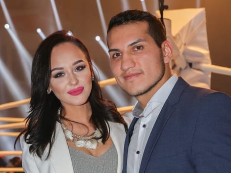 WBA - Interim World Champion in Light Middleweight Jack Culcay (Team Sauerland) with girlfriend Anna Höfel at the WBA Super Middleweight World Championship fight Tyron Zeuge against Giovanni De Carolis on 05.11.2016 in the MBS-Arena Potsdam