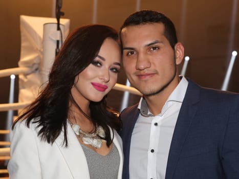 WBA - Interim World Champion in Light Middleweight Jack Culcay (Team Sauerland) with girlfriend Anna Höfel at the WBA Super Middleweight World Championship fight Tyron Zeuge against Giovanni De Carolis on 05.11.2016 in the MBS-Arena Potsdam