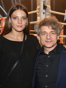 Actress Berit Möller and comedian and actor Volker - Zack - Michalowski at the WBA Super Middleweight World Championship fight Tyron Zeuge against Giovanni De Carolis on 05.11.2016 in the MBS-Arena Potsdam