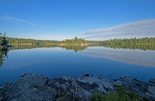 Morning Panorama on Sidney Lake in Quetico Provincial Park in Ontario