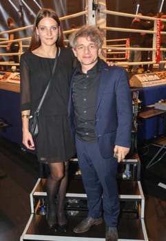 Actress Berit Möller and comedian and actor Volker - Zack - Michalowski at the WBA Super Middleweight World Championship fight Tyron Zeuge against Giovanni De Carolis on 05.11.2016 in the MBS-Arena Potsdam
