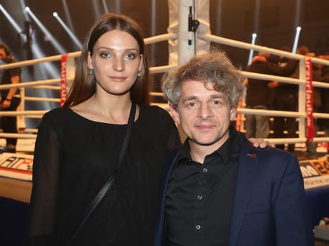Actress Berit Möller and comedian and actor Volker - Zack - Michalowski at the WBA Super Middleweight World Championship fight Tyron Zeuge against Giovanni De Carolis on 05.11.2016 in the MBS-Arena Potsdam