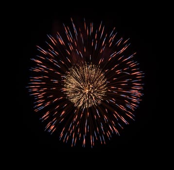 Colorful fireworks on night sky background