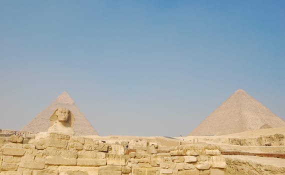 A view of the pyramids at Giza, Egypt