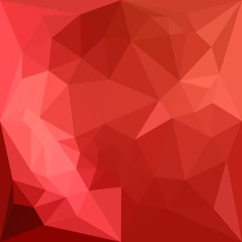 Low polygon style illustration of a tomato red abstract geometric background.