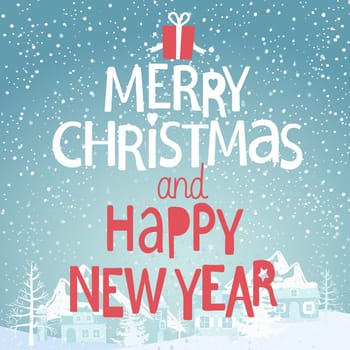 Winter background. Christmas typographic label for Xmas and New Year holidays design. Letering vector illustration Decoration.