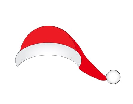 Santa Claus hat in flat style. Vector Illustration.