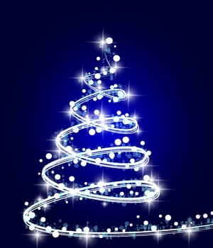 Christmas tree from light vector background. Greeting card or invitation. Eps 10.