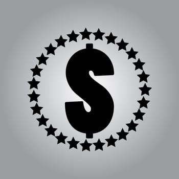 Dollar Stars icon. Vector style is flat iconic symbol with rounded angles, black color