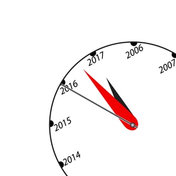 three dimensional clock showing New Year 2017 at 12 o clock