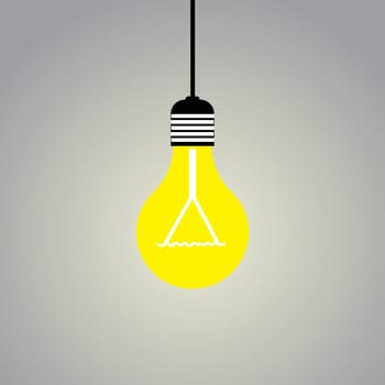 Shining light lamp on gray background with copy space. Vector illustration for your design.