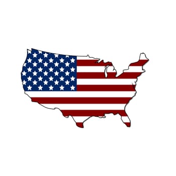 Map of United States of America with American flag design
