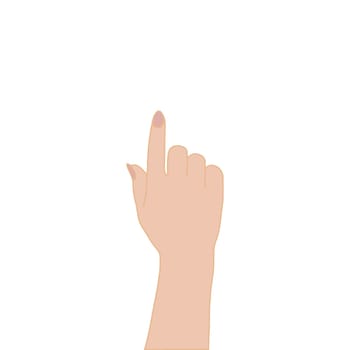 Female hand pointing a finger on a white background vector illustration.