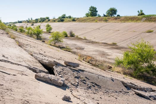 Concreted portion of unfinished shipping channel Volga-Don 2, near the village of Erzovka Gorodishchenskoye District, Volgograd Region, Russia