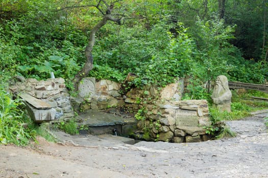 grandfather taran on a spring view of a battering ram - source of the river "carica"" in Horodyshche district of the Volgograd region, Russia"