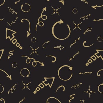 Seamless pattern. Doodle ink, hand drawn pointers, arrows and other signs. Vector image.