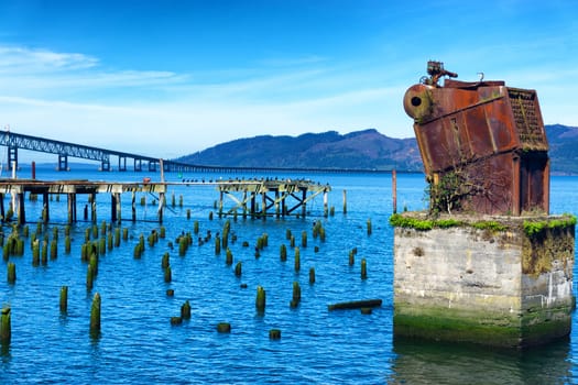 View of the Columbia River from the Astoria, Oregon waterfront