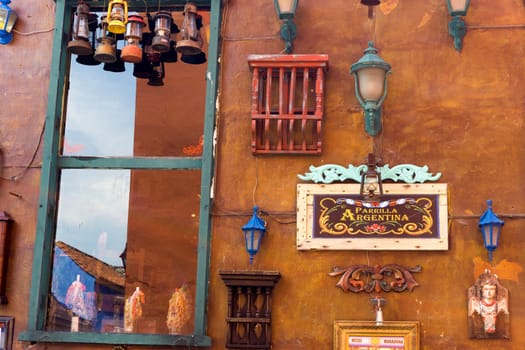 CARTAGENA, COLOMBIA - MAY 23: Details outside of an Argentinean restaurant in Cartagena, Colombia, May 23, 2016