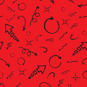 Seamless pattern. Doodle ink, hand drawn pointers, arrows and other signs. Vector image.