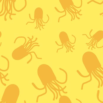 Vector Octopus seamless pattern. For fabric or cosmetic, background or packaging design. Yellow and gold