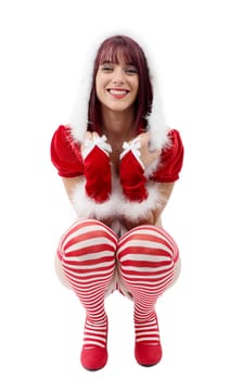 beautiful sexy young  girl wearing santa claus clothes