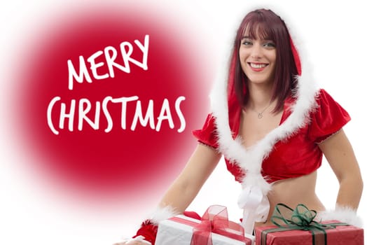 Portrait of beautiful sexy woman wearing santa claus clothes