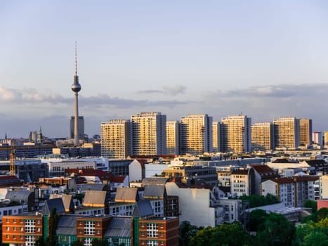 berlin city panoramic view in the evening