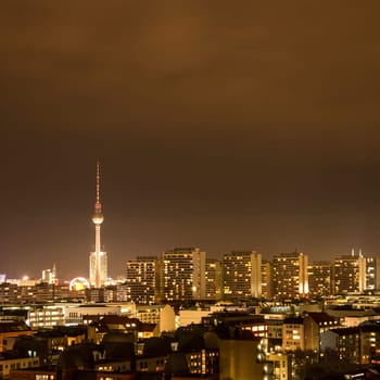 panoramic view on berlin by night