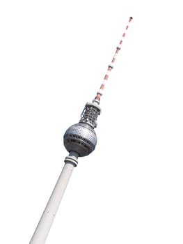 tv tower in berlin placed diagonally and isolated