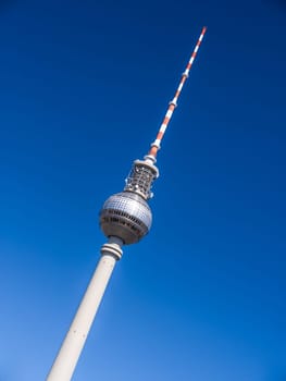 tv tower berlin with blue sky