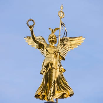 siegessäule in berlin with blue sky