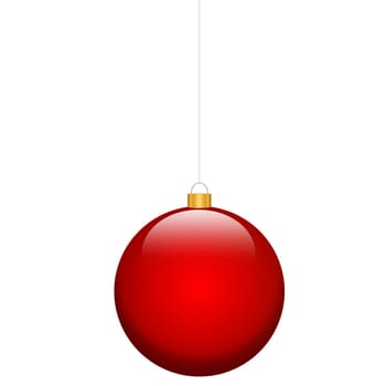 red christmas bulb isolated (white background)