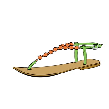 Summer beach womens sandals, color vector illustration isolated