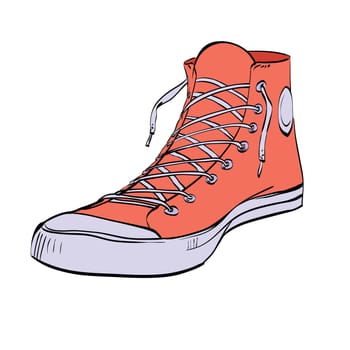 Red sneakers youth shoes, color vector illustration isolated